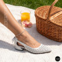 Элегантные белые слингбэки Lapya Trend 223-270 bayaz deri Evromoda 066 6259 с перфорацией