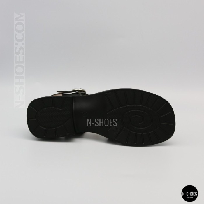 Чорні шкіряні босоніжки Allsy 2100670 8004-3 black 6262 на низькому каблуці