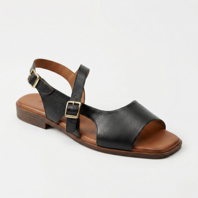 Женские стильные черные босоножки Lonza 213953 213955 24052 BLACK 6263 из натуральноий кожи турецкого производства