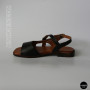 Элегантные черные кожаные босоножки Lonza 213953 213955 BLACK 6263 на низком ходу