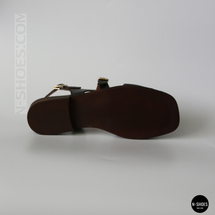 Елегантні чорні шкіряні босоніжки Lonza 213953 213955 BLACK 6263 на низькому ходу
