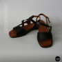Элегантные черные кожаные босоножки Lonza 213953 213955 BLACK 6263 на низком ходу