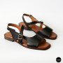 Элегантные черные кожаные босоножки Lonza 213953 213955 BLACK 6263 на низком ходу