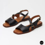 Элегантные черные кожаные босоножки Lonza 213953 213955 BLACK 6263 на низком ходу
