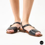 Элегантные черные кожаные босоножки Lonza 213953 213955 BLACK 6263 на низком ходу