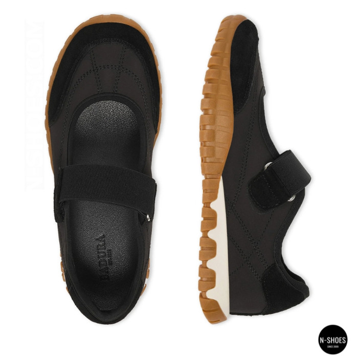 Трендовые черные босоножки Badura (Польша) EO-AILA-YB25D32-1 6264 в стиле Miu Miu Black Tyre