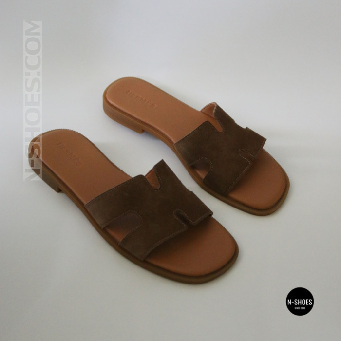Замшеві шльопанці HERMES 212833 Lonza 944-4304-32 6269 коричневі