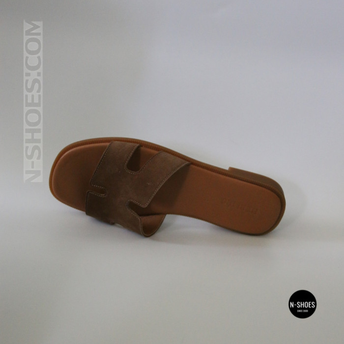Замшеві шльопанці HERMES 212833 Lonza 944-4304-32 6269 коричневі