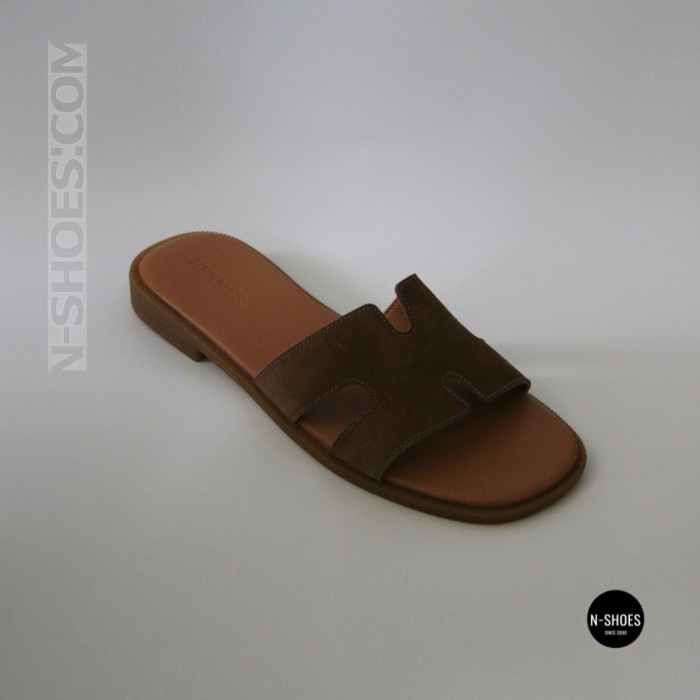 Замшеві шльопанці HERMES 212833 Lonza 944-4304-32 6269 коричневі