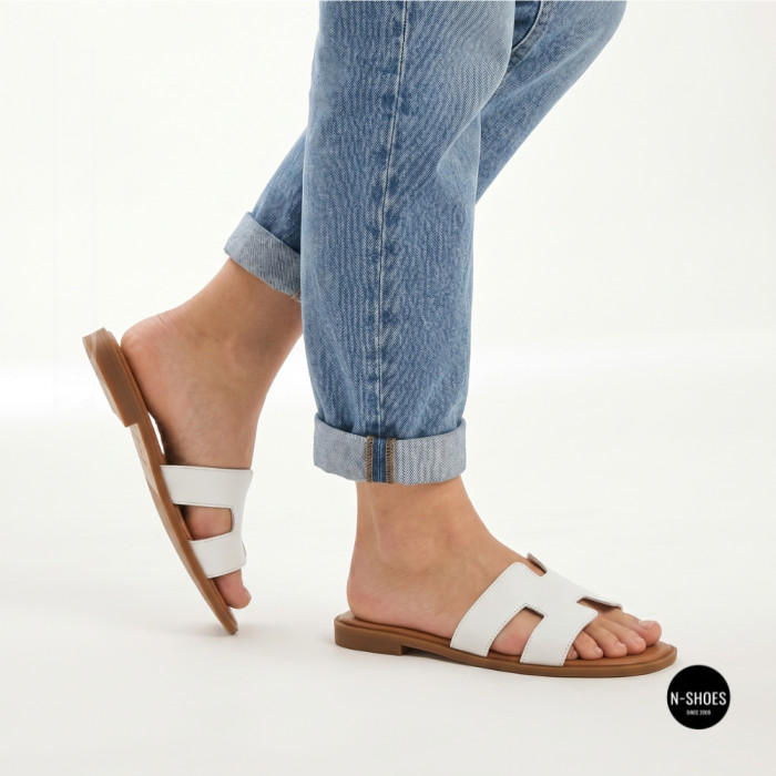 White Leather Sandals HERMES Oran 212827 Lonza 212609 94404304-1 l 6270 in Quiet Luxury Style