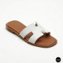 Білі шкіряні шльопанці HERMES Oran 212827 Lonza 212609 94404304-1 l 6270 в стилі тихої розкоші