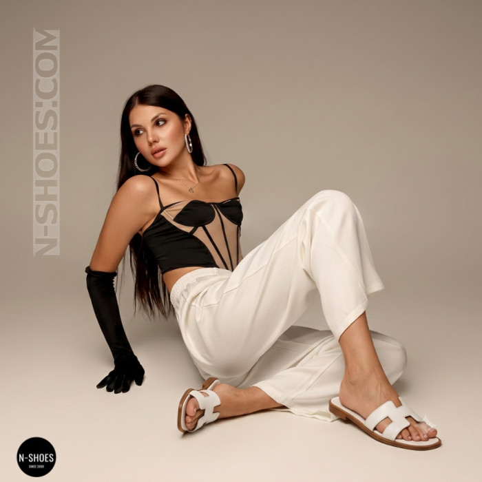 White Leather Sandals HERMES Oran 212827 Lonza 212609 94404304-1 l 6270 in Quiet Luxury Style