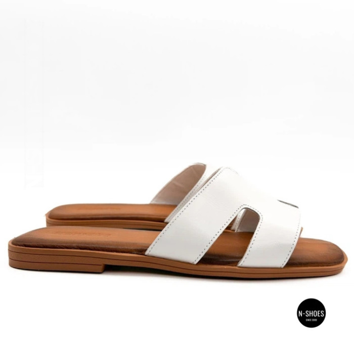 White Leather Sandals HERMES Oran 212827 Lonza 212609 94404304-1 l 6270 in Quiet Luxury Style