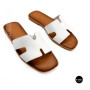 Білі шкіряні шльопанці HERMES Oran 212827 Lonza 212609 94404304-1 l 6270 в стилі тихої розкоші