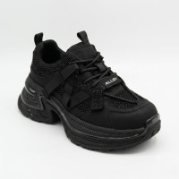 Жіночі трендові кросівки Allsy 216188 25Z28D005-2 6290 BLACK чорні з натуральної шкіри в стилі Balenciaga Triple S