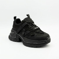 Жіночі трендові кросівки Allsy 216188 25Z28D005-2 Lonza 217901 6290 BLACK чорні з натуральної шкіри в стилі Balenciaga Triple S