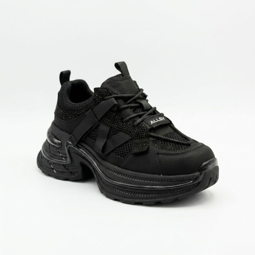 Жіночі трендові кросівки Allsy 216188 25Z28D005-2 Lonza 217901 6290 BLACK чорні з натуральної шкіри в стилі Balenciaga Triple S
