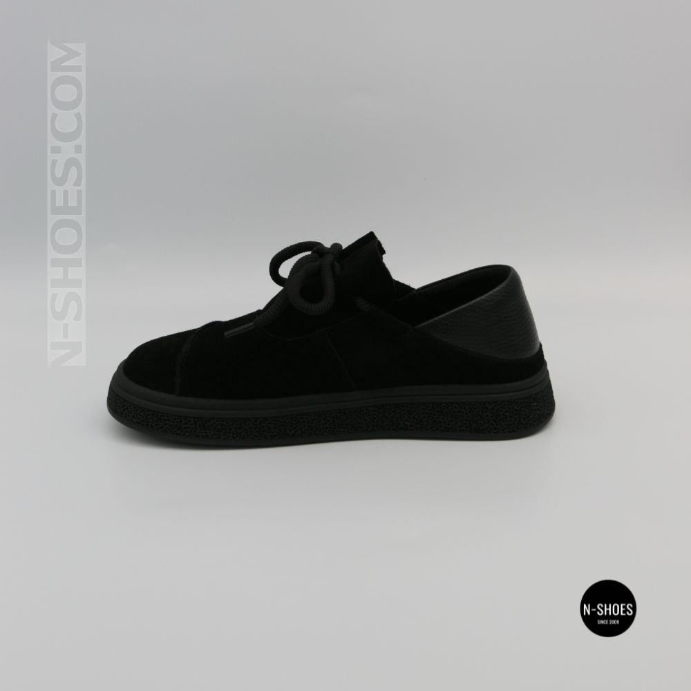 Чорні анатомічні туфлі Allsy 216245 XJ2026-149-1 Lonza 219988 6292 BLACK SUEDE з натуральної замші