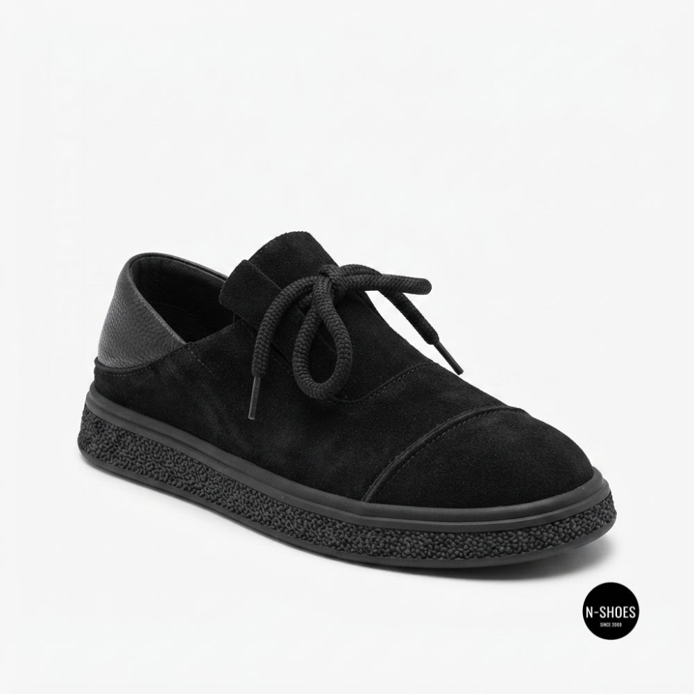 Чорні анатомічні туфлі Allsy 216245 XJ2026-149-1 Lonza 219988 6292 BLACK SUEDE з натуральної замші