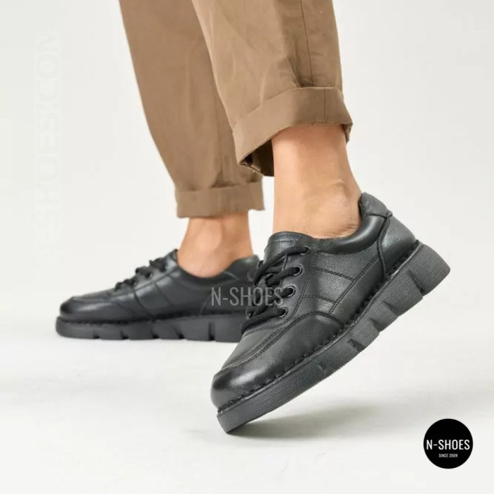 Women's Leather Platform Shoes Allsy 220131 Lonza 220132 BLACK KOGA