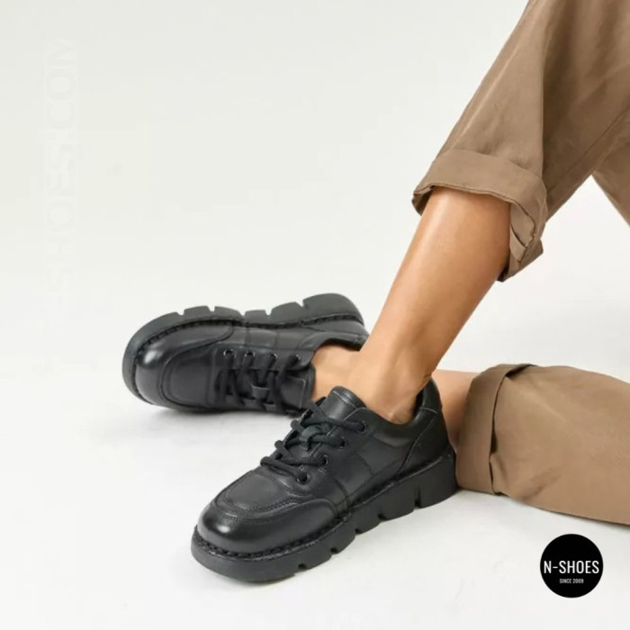 Women's Leather Platform Shoes Allsy 220131 Lonza 220132 BLACK KOGA