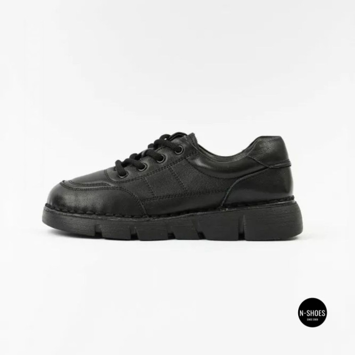 Women's Leather Platform Shoes Lonza 6294 BLACK KOGA