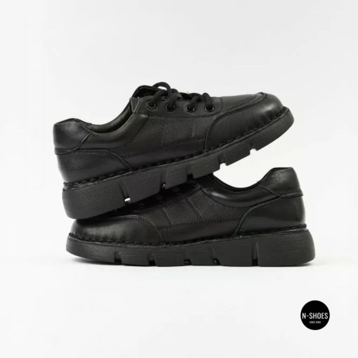 Women's Leather Platform Shoes Lonza 6294 BLACK KOGA