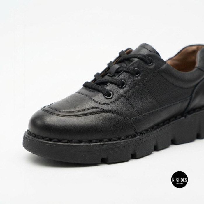 Women's Leather Platform Shoes Lonza 6294 BLACK KOGA