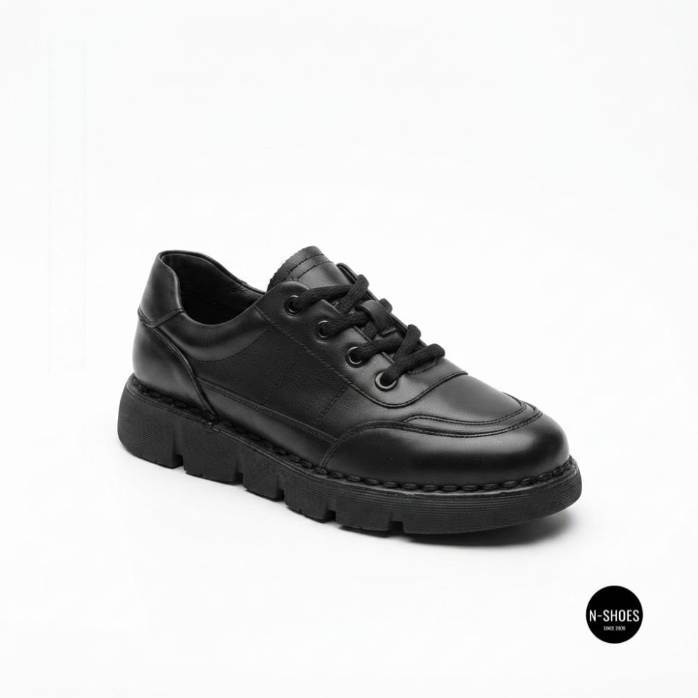 Жіночі шкіряні туфлі на платформі Allsy 220131 86722-21 Lonza 220132 6294 BLACK KOGA