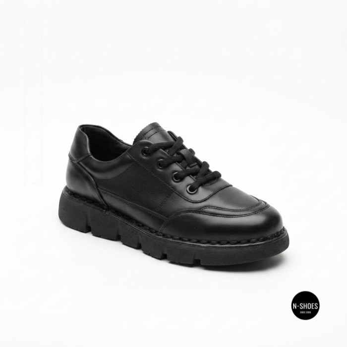 Women's Leather Platform Shoes Lonza 6294 BLACK KOGA