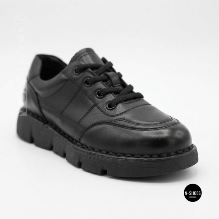 Women's Leather Platform Shoes Lonza 6294 BLACK KOGA