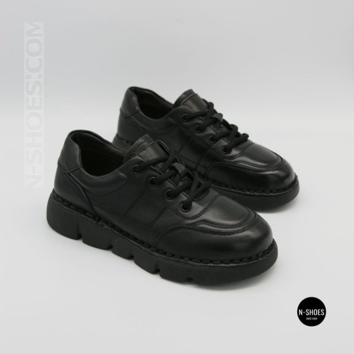 Women's Leather Platform Shoes Lonza 6294 BLACK KOGA