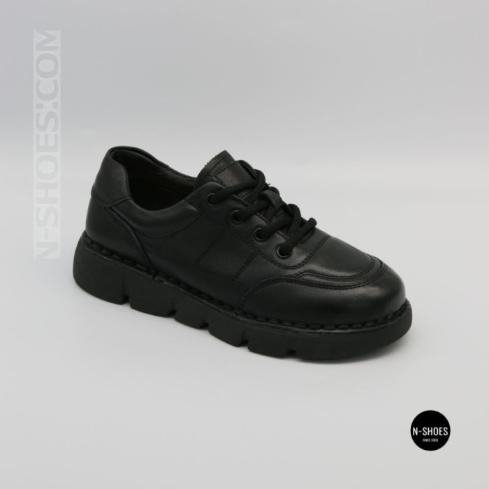 Women's Leather Platform Shoes Lonza 6294 BLACK KOGA