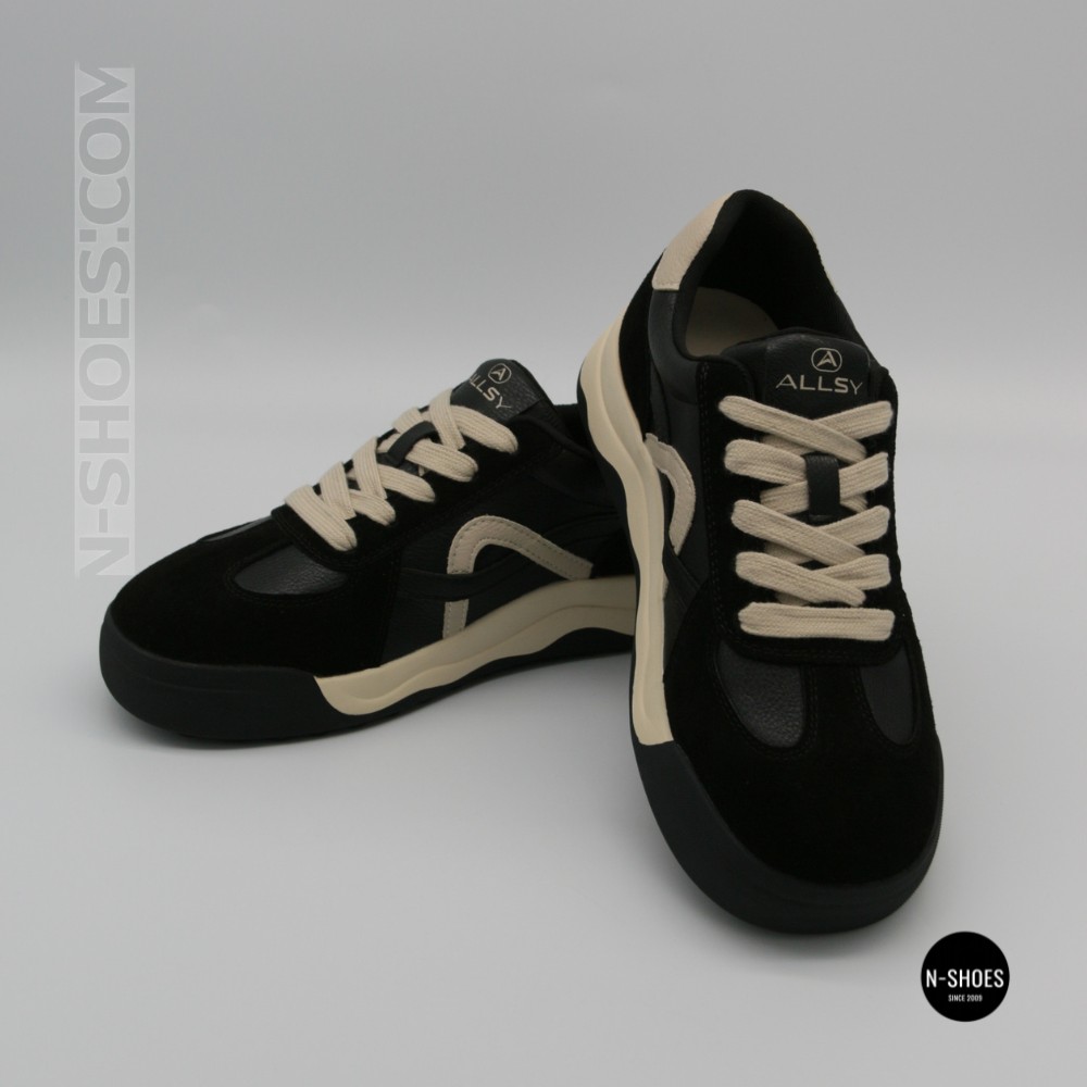 ALLSY 214794 8878-7 6300 Beige-Black Sneakers - Everyday Style