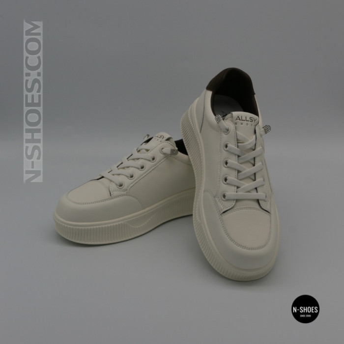 КроссовкиAllsy 218829 218828 65319-1 6301 White-Brown: комфорт из натуральной кожи