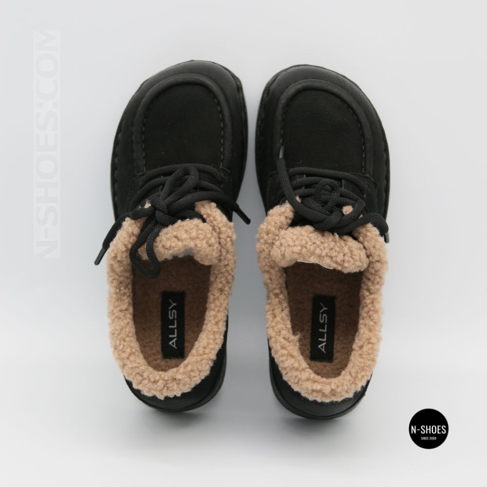 Allsy Lonza 6309 BLACK Winter Shoes with Sheepskin Trim