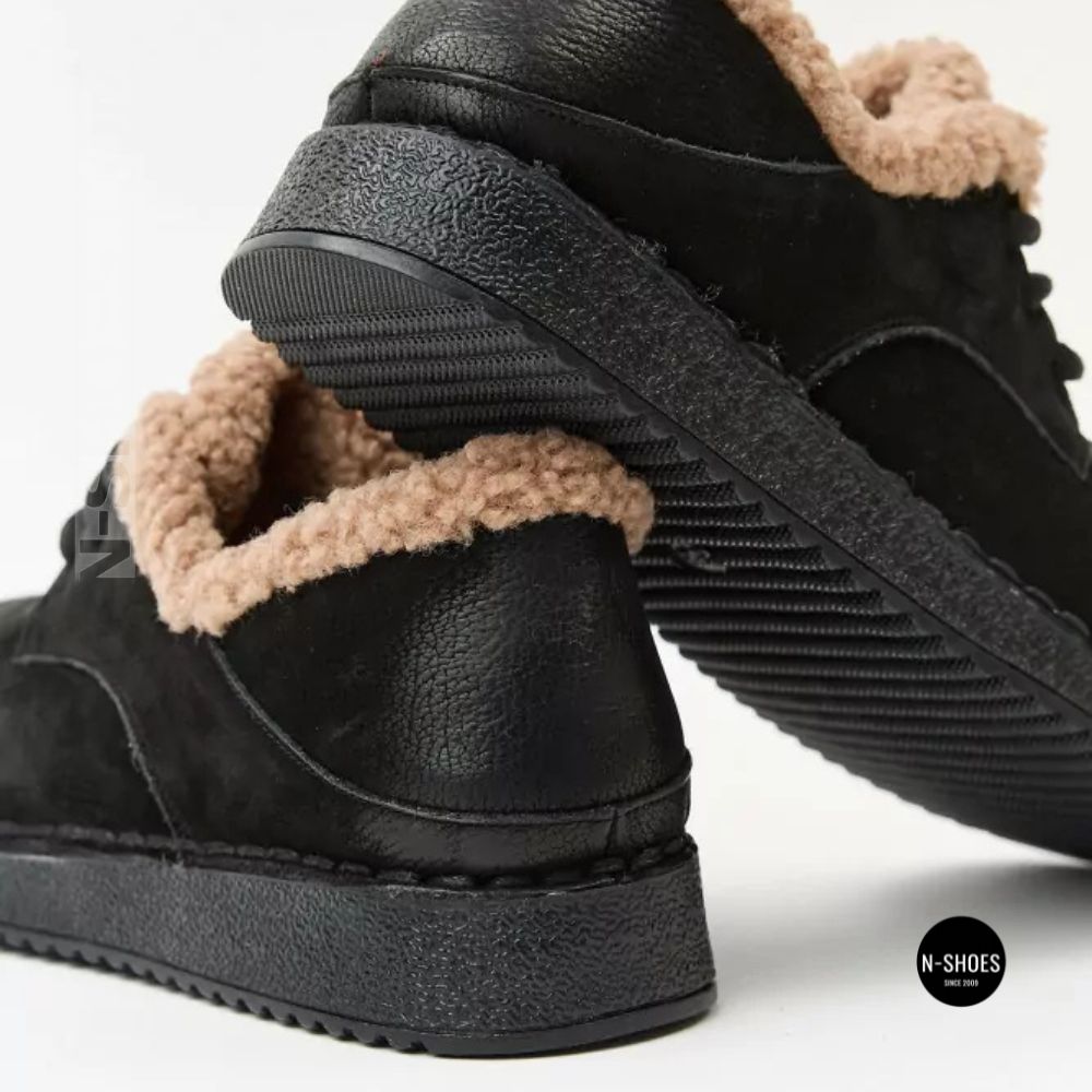 Allsy Lonza 6309 BLACK Winter Shoes with Sheepskin Trim