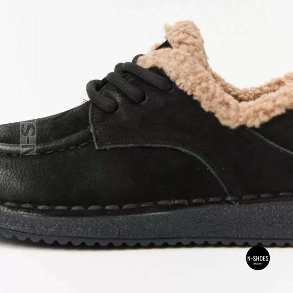 Allsy Lonza 6309 BLACK Winter Shoes with Sheepskin Trim