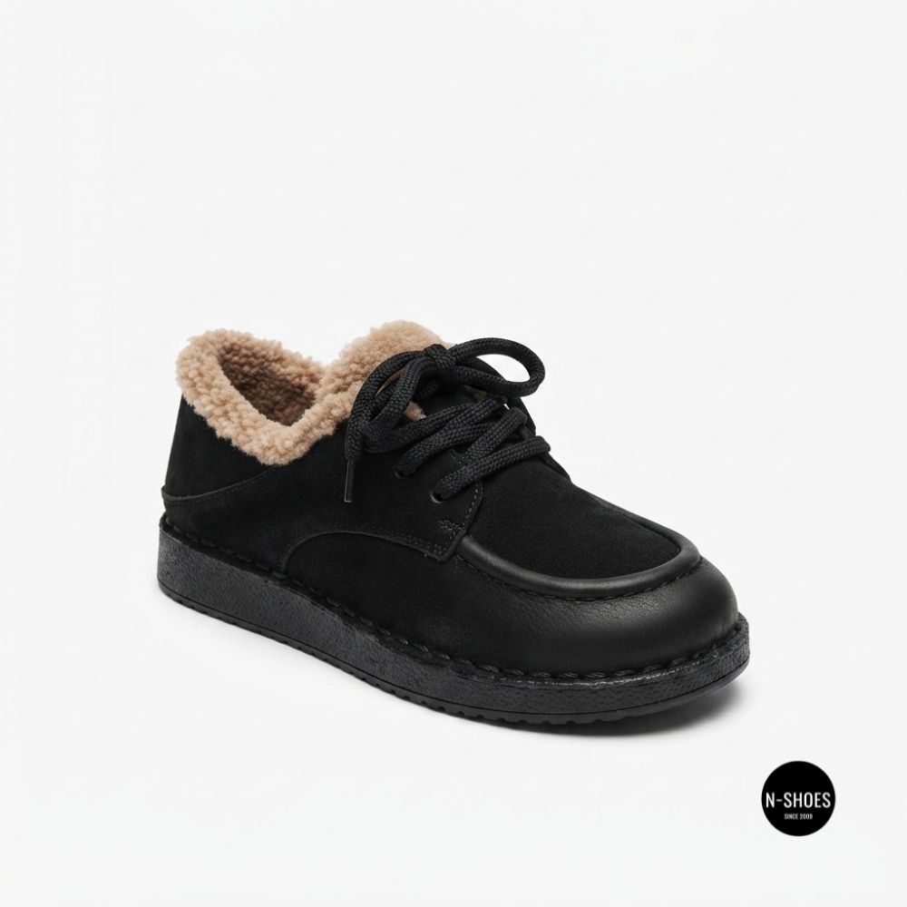 Allsy Lonza 6309 BLACK Winter Shoes with Sheepskin Trim