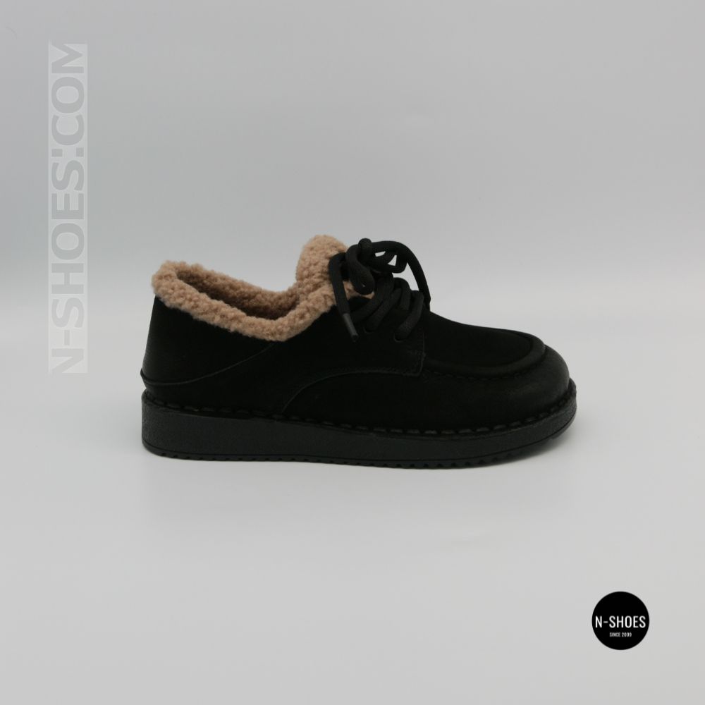 Allsy Lonza 6309 BLACK Winter Shoes with Sheepskin Trim