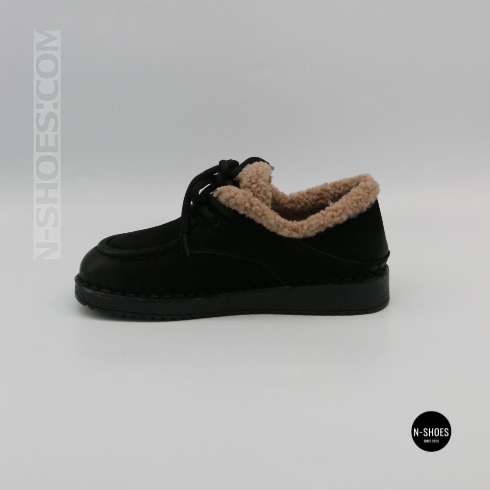 Allsy Lonza 6309 BLACK Winter Shoes with Sheepskin Trim