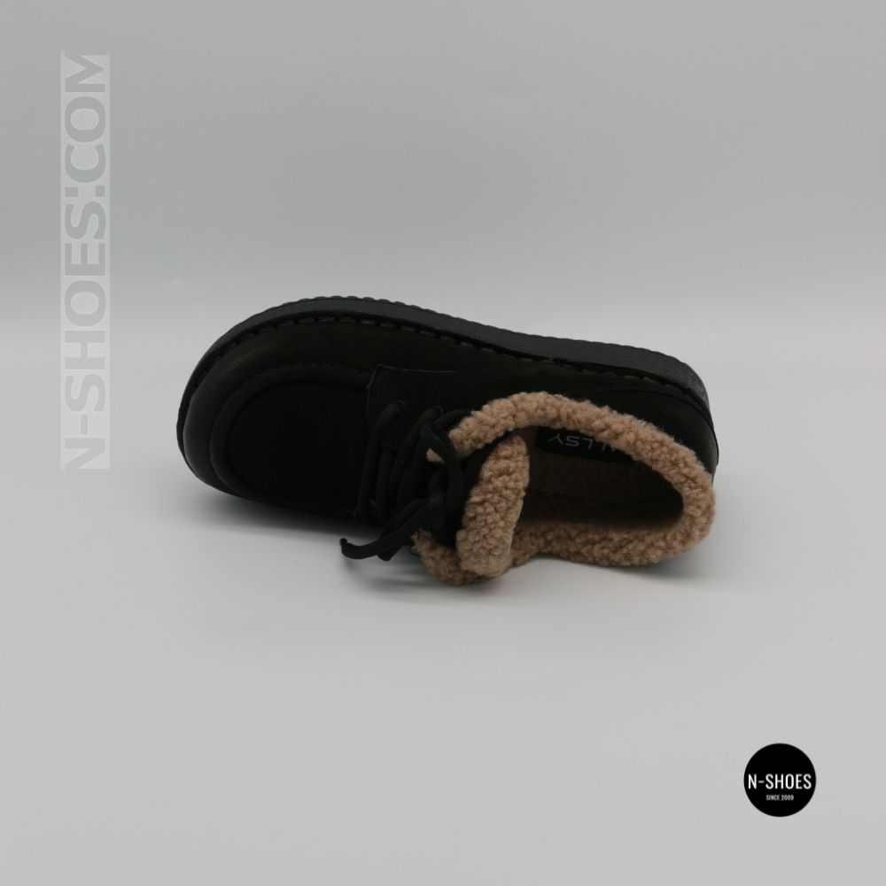 Allsy Lonza 6309 BLACK Winter Shoes with Sheepskin Trim