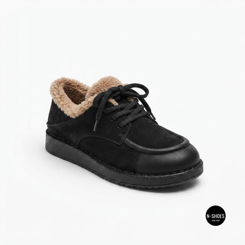 Allsy Lonza 6309 BLACK Winter Shoes with Sheepskin Trim
