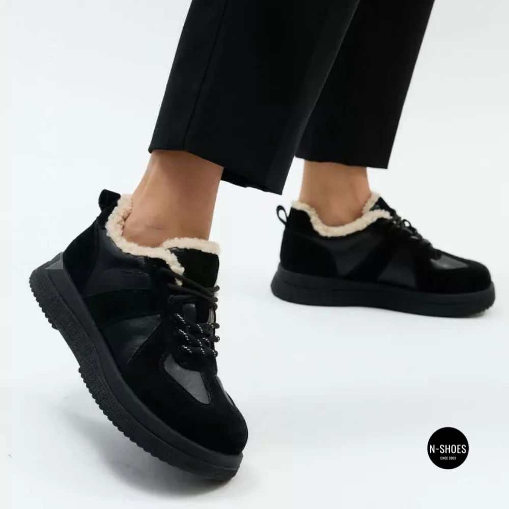 Allsy 6311 BLACK Winter Boots: Real Sheepskin Warmth