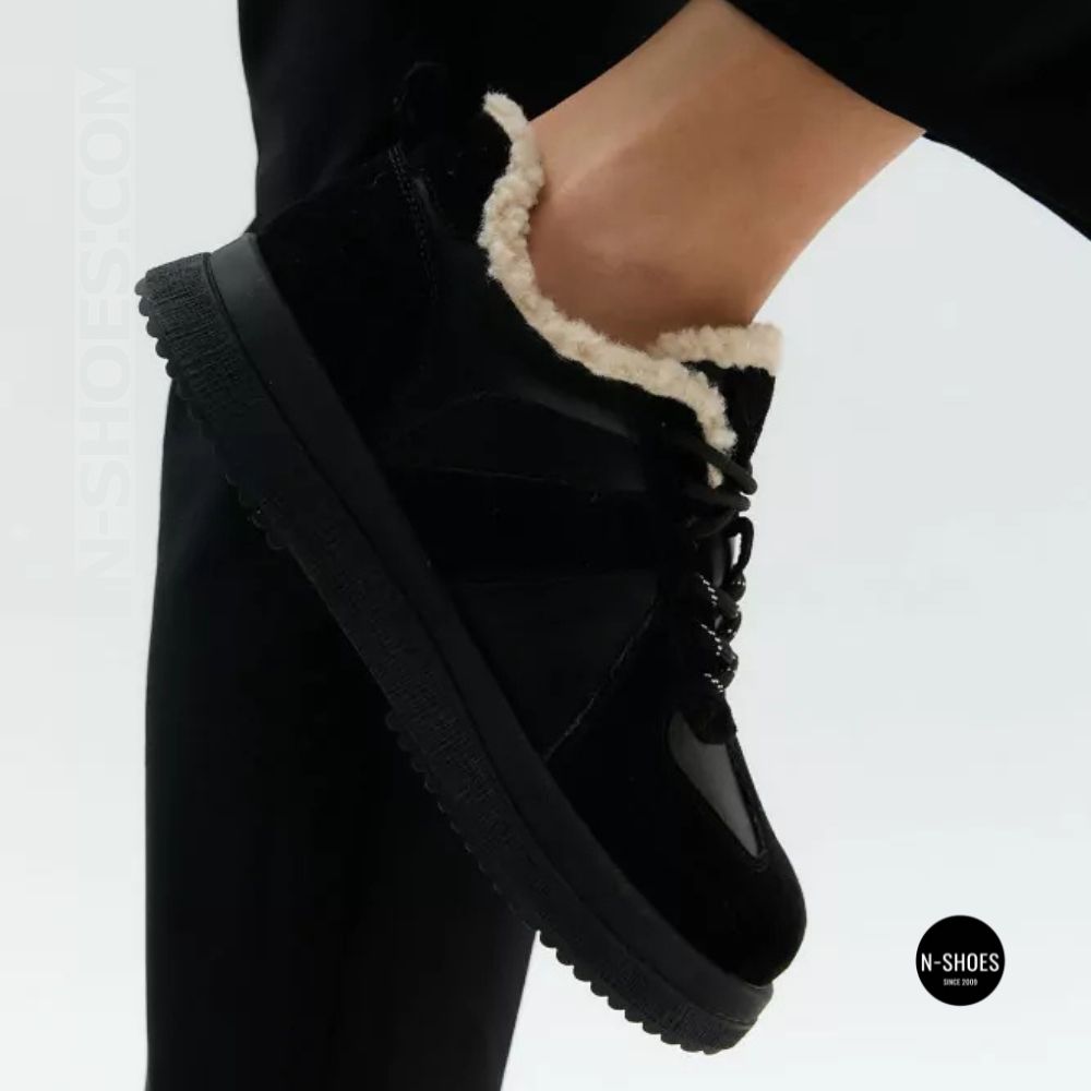 Allsy 6311 BLACK Winter Boots: Real Sheepskin Warmth