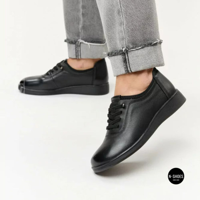 Women's Allsy 216242 6313 BLACK Leather Shoes: All-Day Comfort