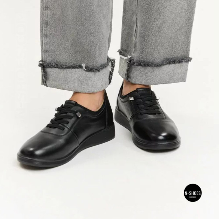 Women's Allsy 216242 6313 BLACK Leather Shoes: All-Day Comfort