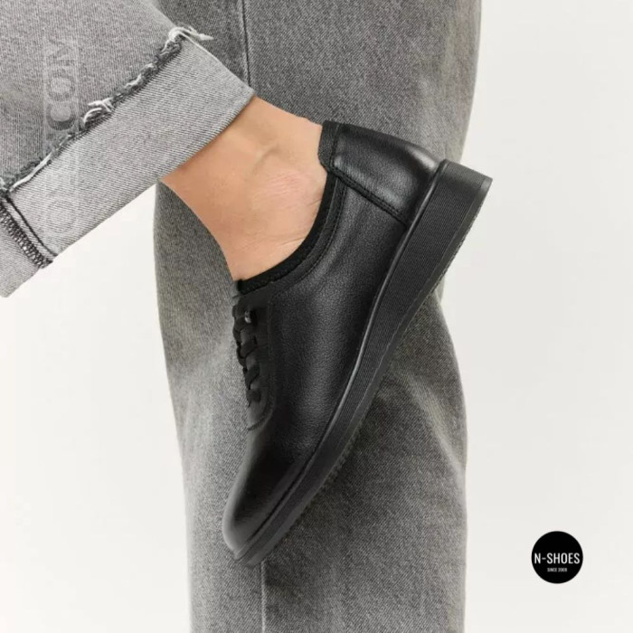 Women's Allsy 216242 6313 BLACK Leather Shoes: All-Day Comfort
