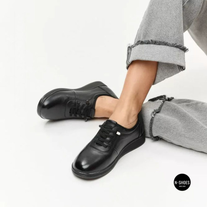 Women's Allsy 216242 6313 BLACK Leather Shoes: All-Day Comfort