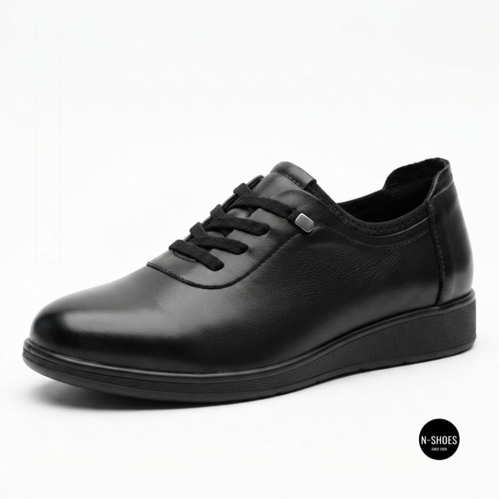 Women's Allsy 216242 6313 BLACK Leather Shoes: All-Day Comfort